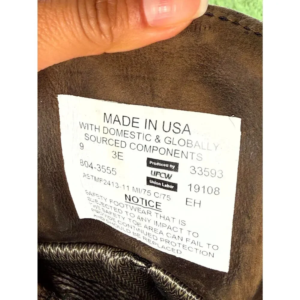 Thorogood Logger 804-3555 Combat Boot Man's 9 Brown Leather Workware Steel Toe